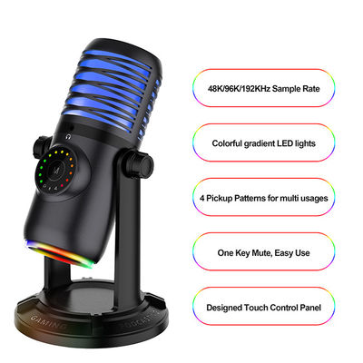 Fluindo o microfone Podcast do jogo do Mic USB RGB do condensador para o PC PS4 PS5 do portátil