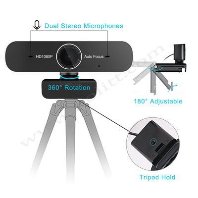 80 de USB do computador graus de Autofocus completo da câmara web HD 1080P 60FPS