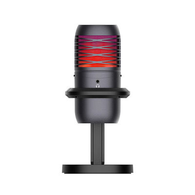 Live Stream Condenser Mic com luzes do RGB abafa/ganho/de saída/volume do fones de ouvido controle