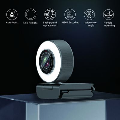 Formato do Autofocus H.264 da câmera de Live Streaming Webcam USB com Ring Light