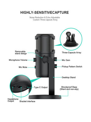 Condensador portátil Mic da gravação de USB, microfone de condensador do karaoke para crianças de Youtube